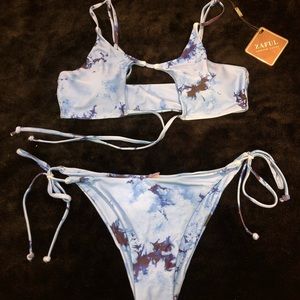 Blue tie dye bathing suit